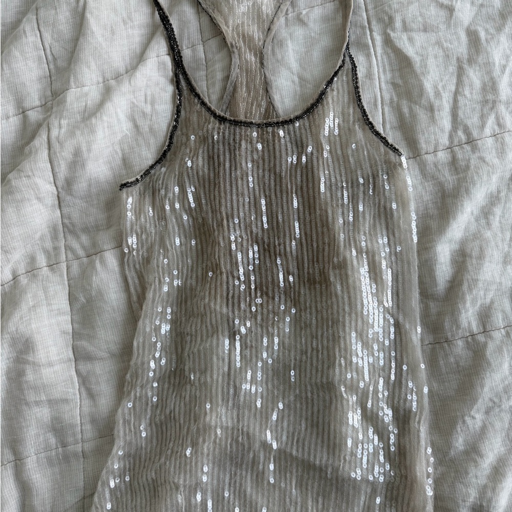 Source Unknown Silver Sequin Camisole - image 1